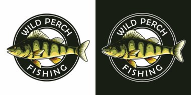 yaban levreği balıkçılık logosu şablonu