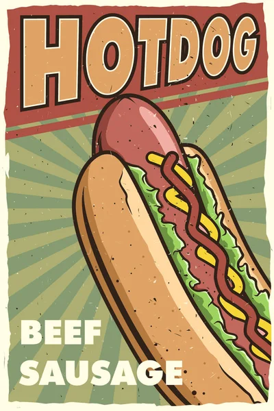 Baskı Için Hot Dog Vintage Posteri — Stok Vektör