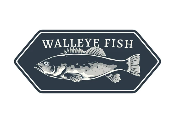 Walleye Fish Badge Design Template Stock Vector