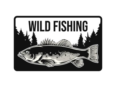 Vahşi balıkçılık rozeti logosu tasarımı