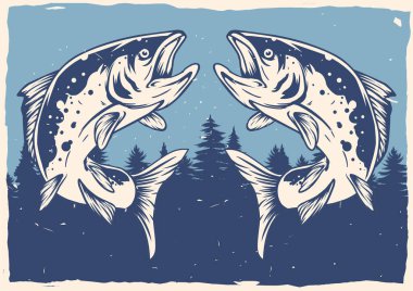 iki somon balıkçılığı klasik tasarımı