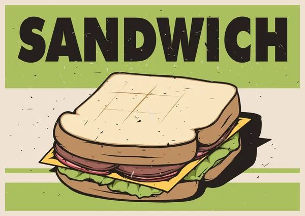 Sandwich Vintage Poster Design — Stockvektor