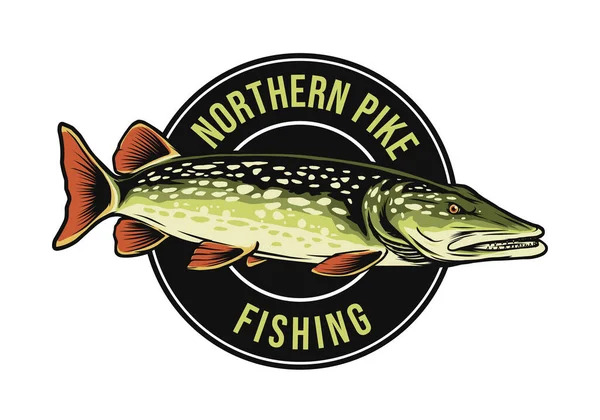 Northern Pike Fishing Badge Logo Template Royalty Free Stock Illustrations
