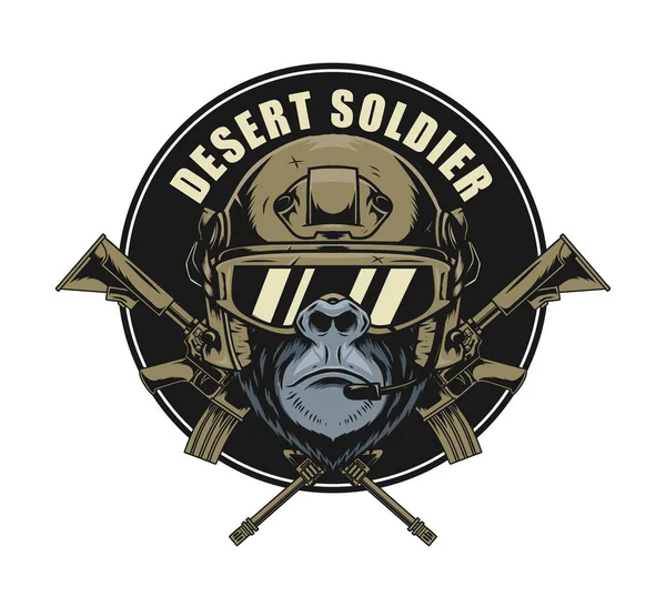 Military Design Gorilla Head Mascot Stock Vector