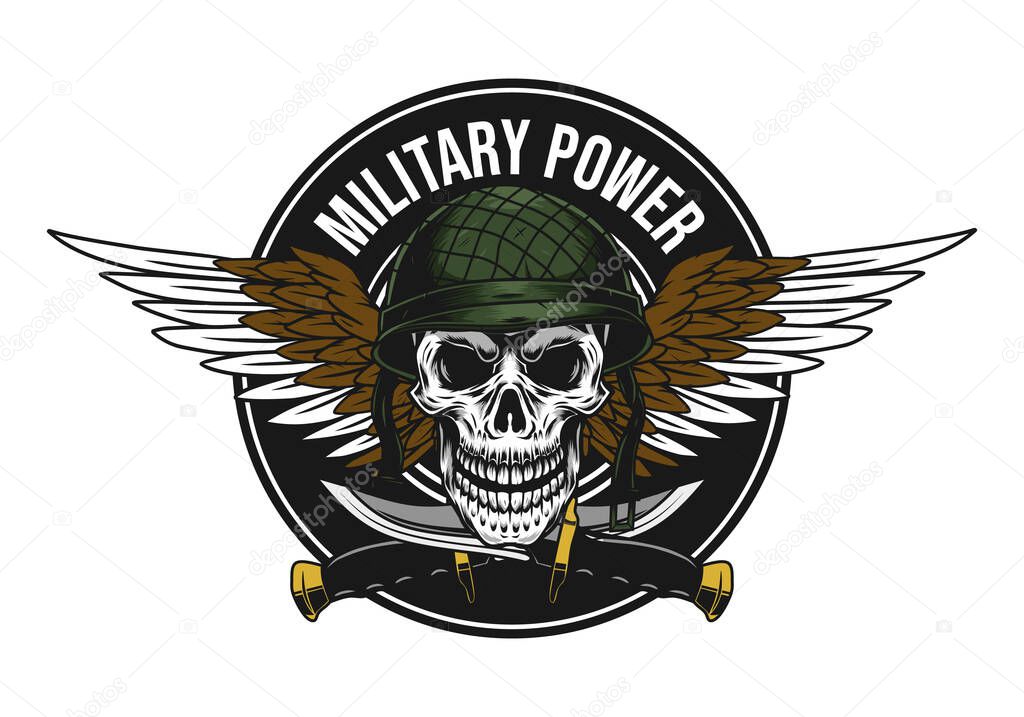 Military design with skull and wing drawing