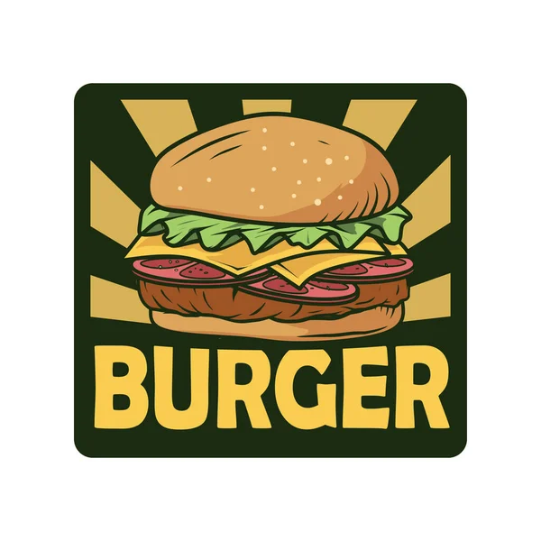 Burger Rétro Logo Modèle — Image vectorielle