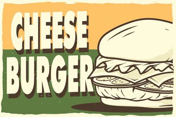 Cheeseburger Retro Poster Zum Drucken — Stockvektor