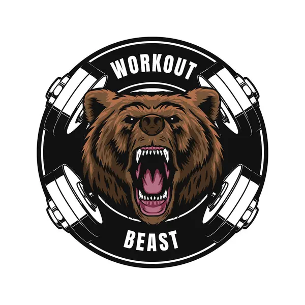 Szablon Logo Treningu Maskotką Niedźwiedzia Grafika Wektorowa