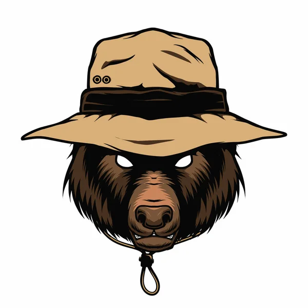 Bear Wearing Bucket Hat Vector Mascot Vector Graphics