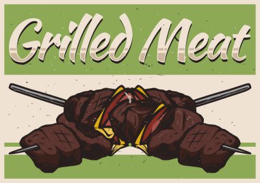 Baskı için ızgara et posteri