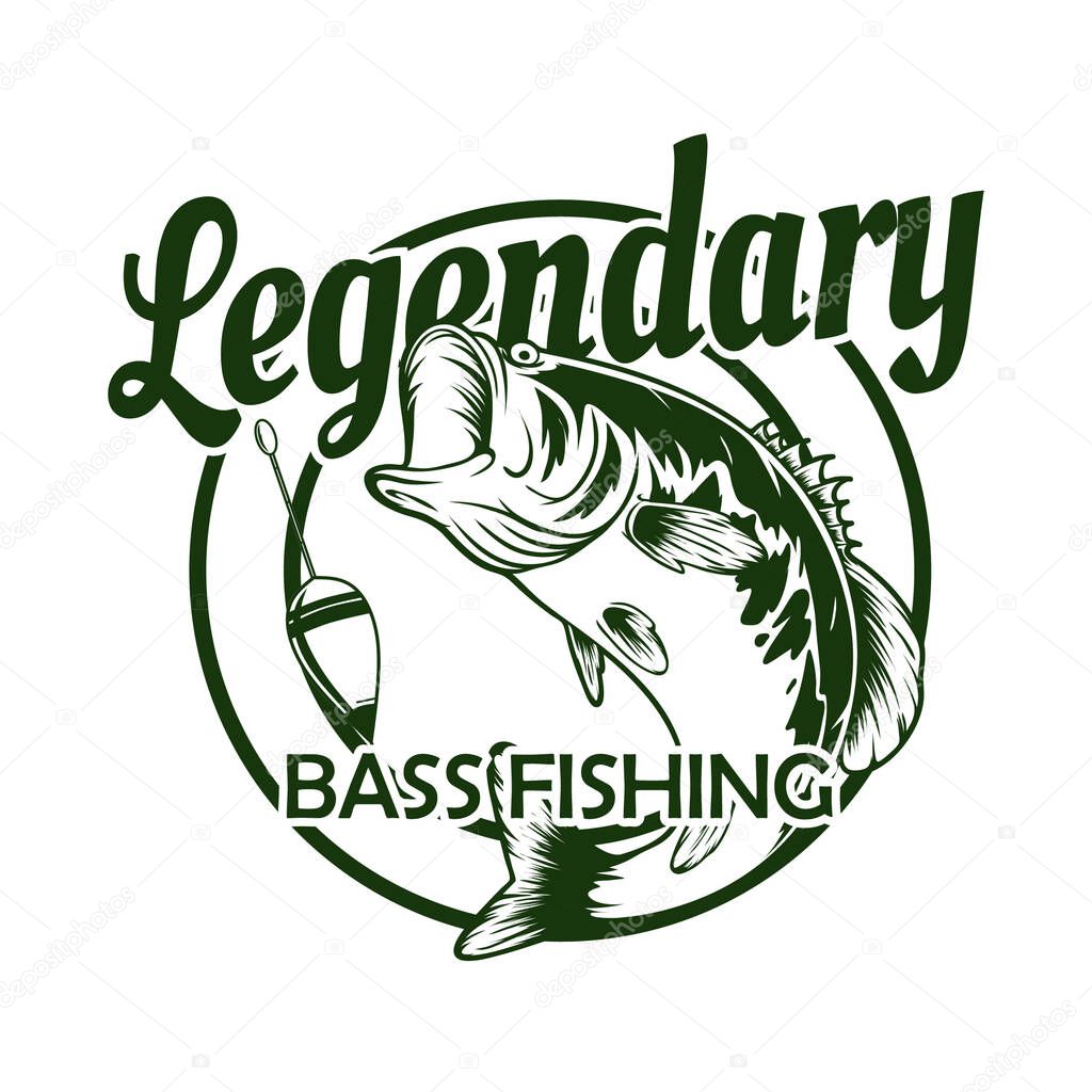 Legendary bass fishing logo concept