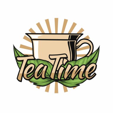 çay markası ayrıntılı logo şablonu