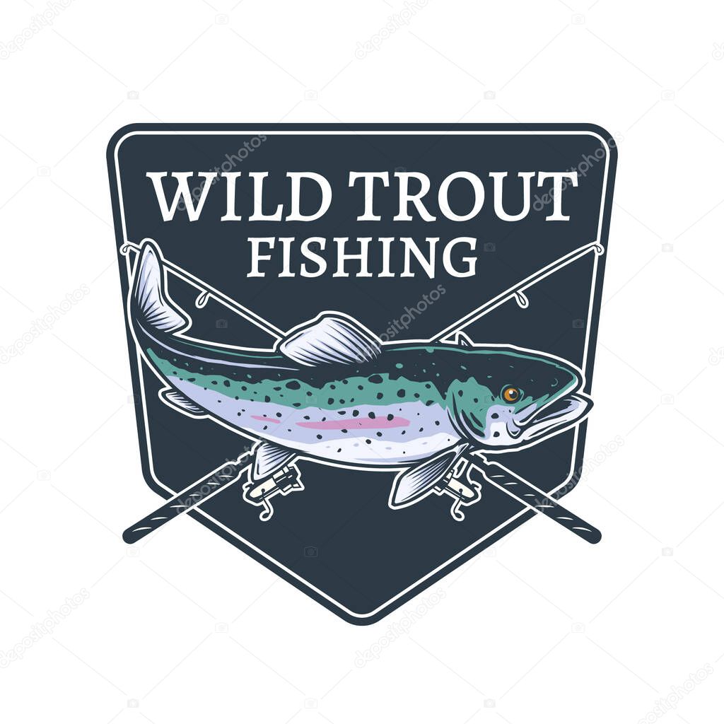 Wild trout fishing hobby logo template