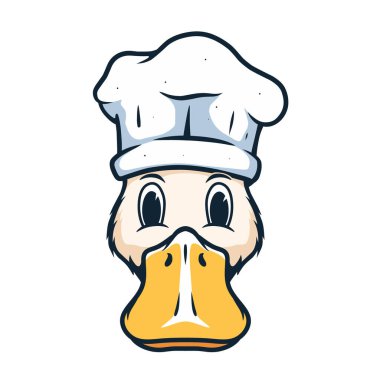 Ördek şefi baş vektör maskotu çizimi