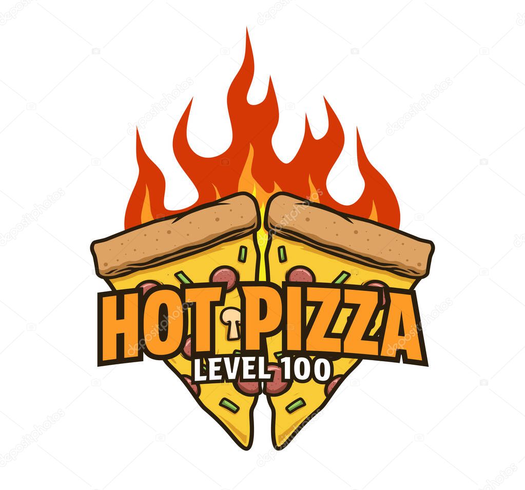 Hot pizza logo design template