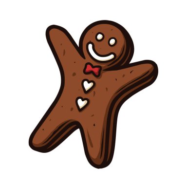 Beyaz arkaplanda zencefilli kurabiye vektörü çizimi