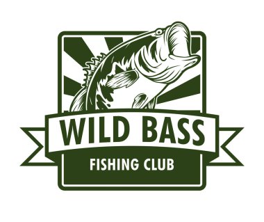 Vahşi levrek balıkçılık kulübü vektör rozeti