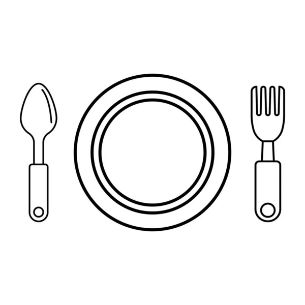 Πιάτο Και Μαχαιροπίρουνα Εικονίδιο Διάνυσμα Πρότυπο Εικονογράφηση Λογότυπο Σχεδιασμό — Διανυσματικό Αρχείο