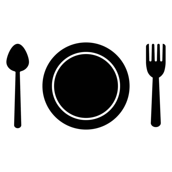 Πιάτο Και Μαχαιροπίρουνα Εικονίδιο Διάνυσμα Πρότυπο Εικονογράφηση Λογότυπο Σχεδιασμό — Διανυσματικό Αρχείο
