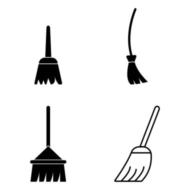 Süpürge simgesi vektör şablonu illüstrasyon logo tasarımı