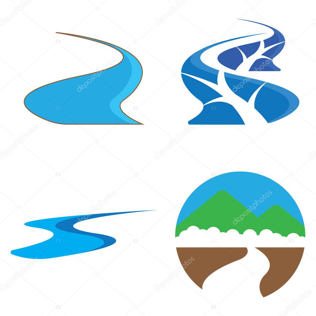 River icon vector template illustration logo design