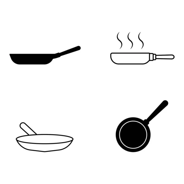 Frying Pan Icon Vector Template Illustration Logo Design — Stock Vector