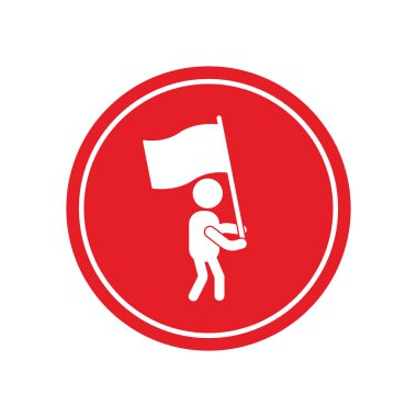 Bayrak vektör şablonu resimli logo tasarımı taşıyan kişinin simgesi
