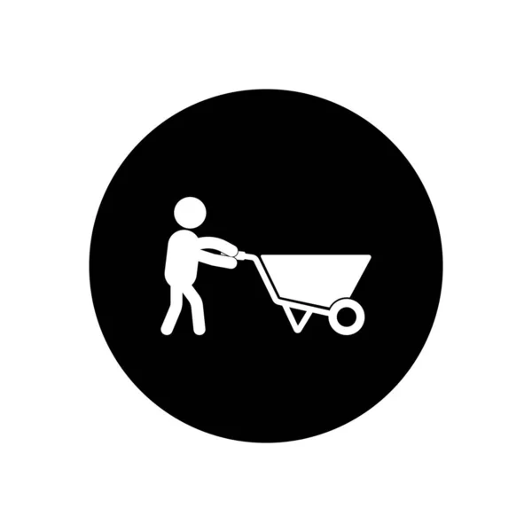 Icône Une Personne Poussant Modèle Vectoriel Panier Illlustration Logo Design — Image vectorielle