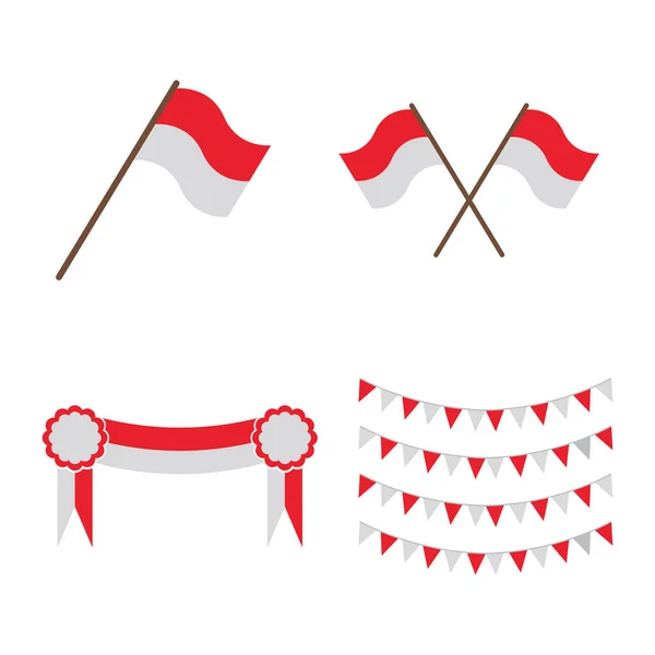 Indonesian Flag Icon Vector Template Illustration Logo Design — Stock Vector