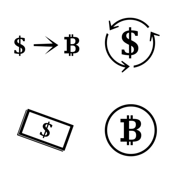 ドルとビットコインアイコンベクトルテンプレートイラストのロゴデザイン — ストックベクタ