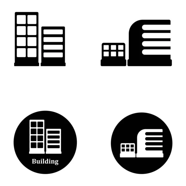 Bina Simgesi Vektör Şablonu Çizim Logosu Tasarımı — Stok Vektör
