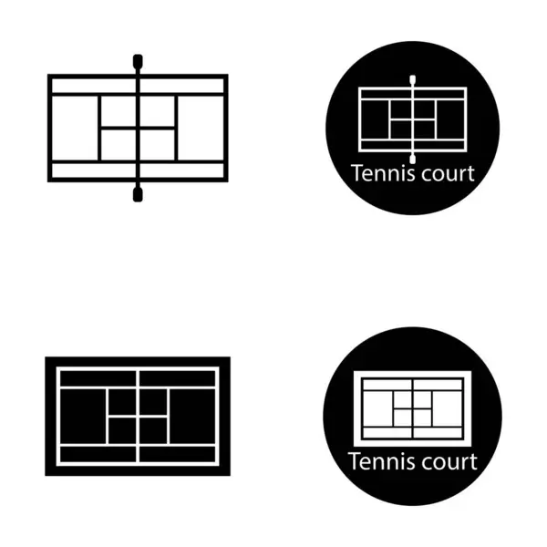 Tenis Kortu Simgesi Vektör Şablonu Logo Tasarımı — Stok Vektör