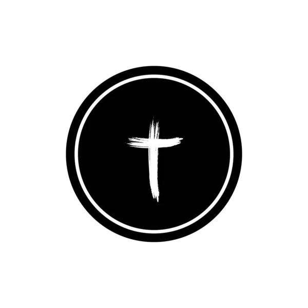 Christian Cross Icon Vector Template Illustration Logo Design — Stock Vector