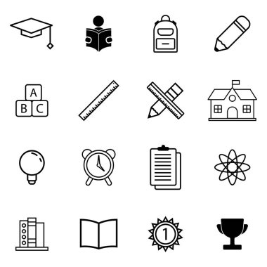 okul simgesi vektör şablonu çizim logosu tasarımı
