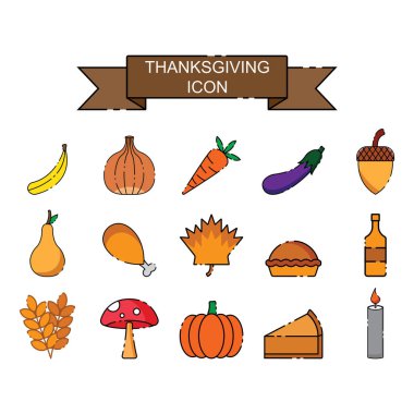 thanksgiving icon set vector template illustration logo design clipart