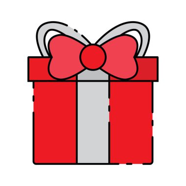 Noel kurdele vektör şablonu logo tasarımı ile dekore edilmiş hediye kutusu simgesi