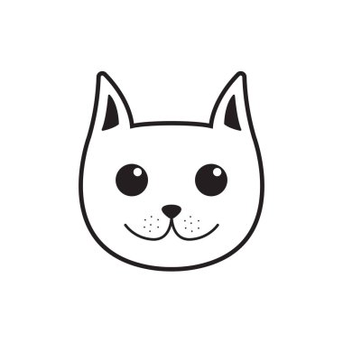 kedi simgesi, kedi kafası vektör şablonu illüstrasyon logo tasarımı