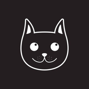 kedi simgesi, kedi kafası vektör şablonu illüstrasyon logo tasarımı