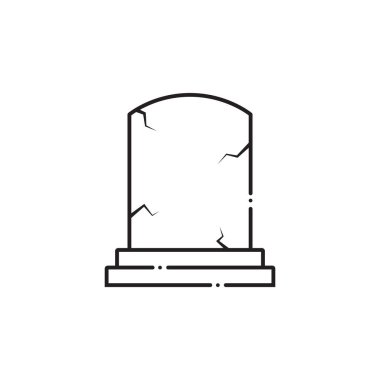Bir mezar taşının minimalist çizimi, ölümü, yasını ve anıları simgeliyor.