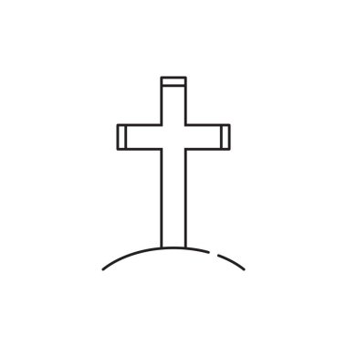 Bir mezar taşının minimalist çizimi, ölümü, yasını ve anıları simgeliyor.