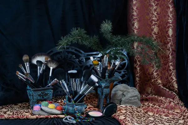 makeup brushes   Makeup brushes. Set of makeup brushes. Composition of makeup tools.