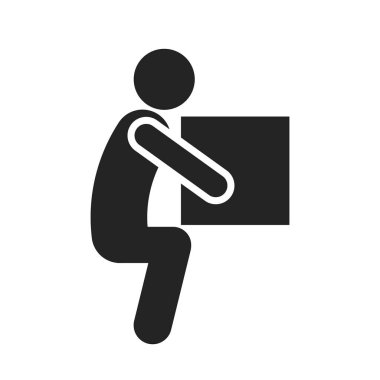 Endüstriyel sağlık işaretleri için kutunun kaldırılması için izole edilmiş resim işareti.