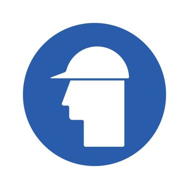 İzole edilmiş mavi yuvarlak güvenlik miğferi ve çizim işçileri miğfer takıyor.