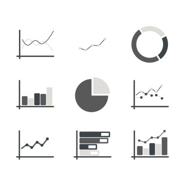 İş ve bilgi grafikleri için izole bohça renk grafiği, blok, çizgi, pasta, histogram 