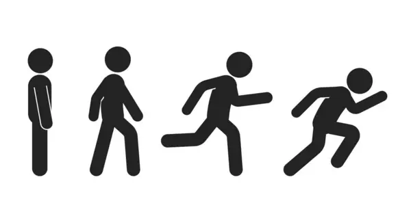 Bundle set pictogram aktif sporcu, ayakta, yürüyen, çalışan icom