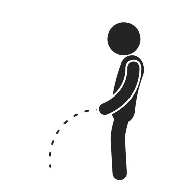 Isolated black pictogram man pee, for do not piss sign on public area or swimming pool