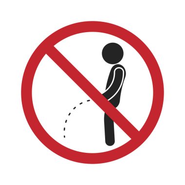 Isolated black pictogram man pee, for do not piss sign on public area or swimming pool