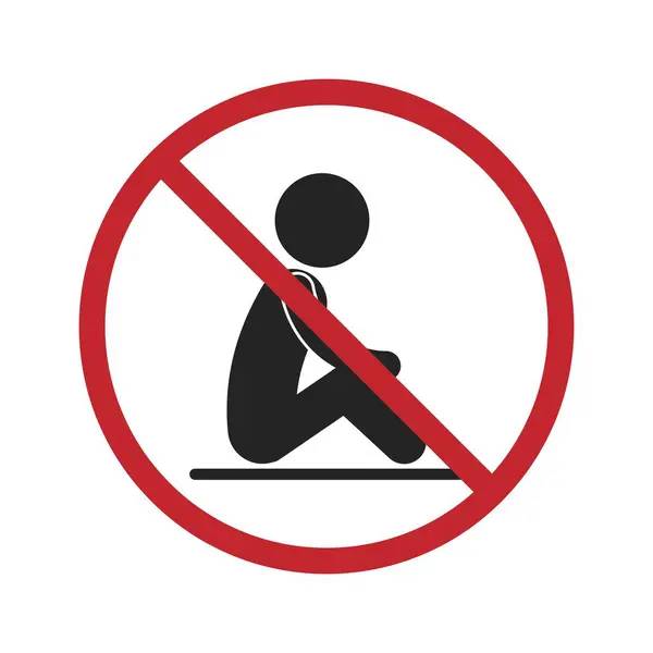 stock vector Isolated pictogram sign do not sit on floor with illustration man sit, sit on surface, prohibited sitting, sit on stairs not allowed