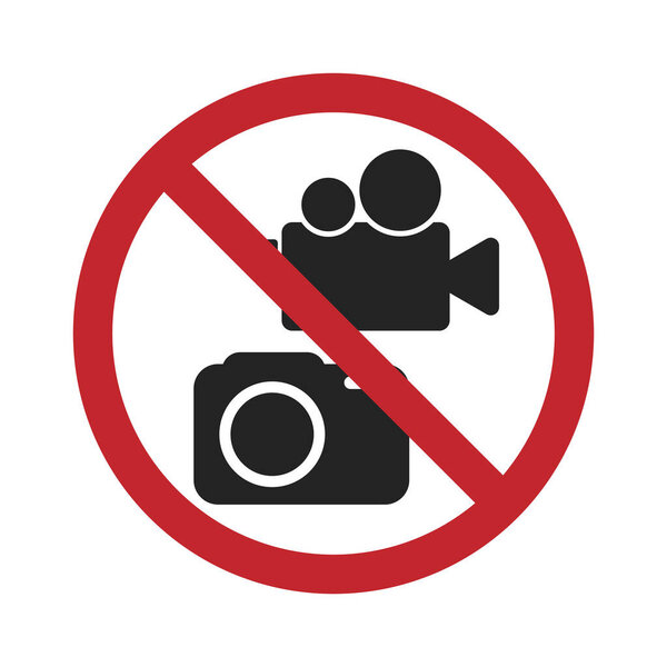 Изолированный пиктограмма знак без камеры, запись видео запрещено, не фотографировать разрешено
