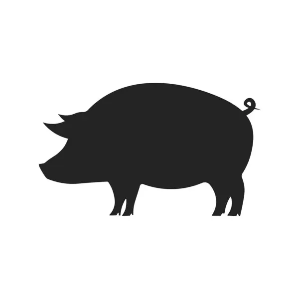 Domuz üzerinde izole edilmiş siyah resim, basit hayvan simgesi işareti